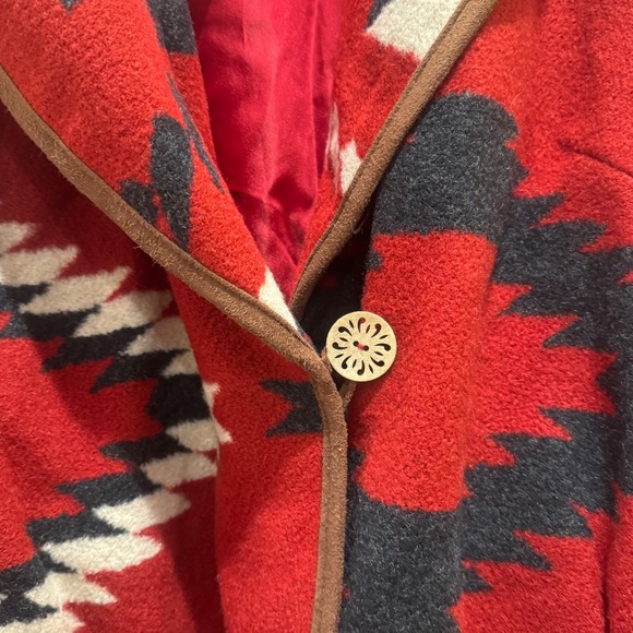 Black Mountain Southwestern Aztec Wrap Coat Womens Large Red Navajo Pattern - Picture 5 of 9